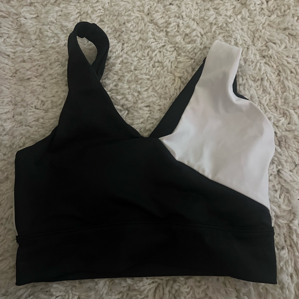 Black and White Cross Sports bra